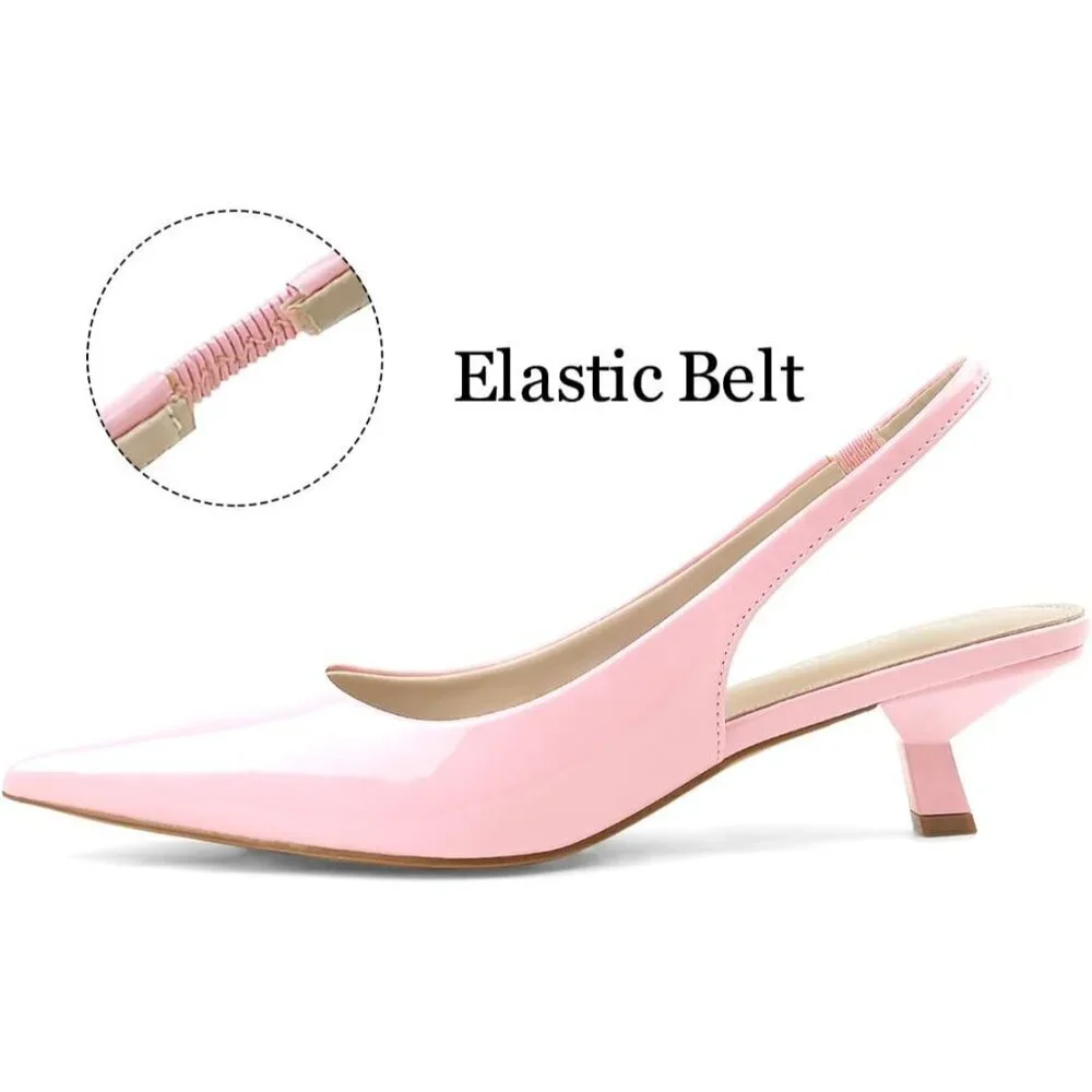 Women Slingback Low Heel Pumps Dressy Kitten Heels Sandals Wide Width Shoes
